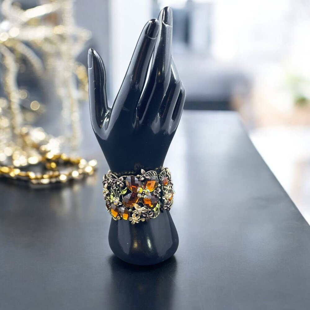 Victorian Fairycore Amber Floral Cuff Bracelet Romantic Royalcore Cottagecore‎